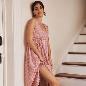 Anthropologie Sleeveless Gingham Midi Dress